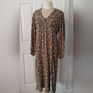 Cotton On Floral Long Sleeve Midi Dress | Size Large